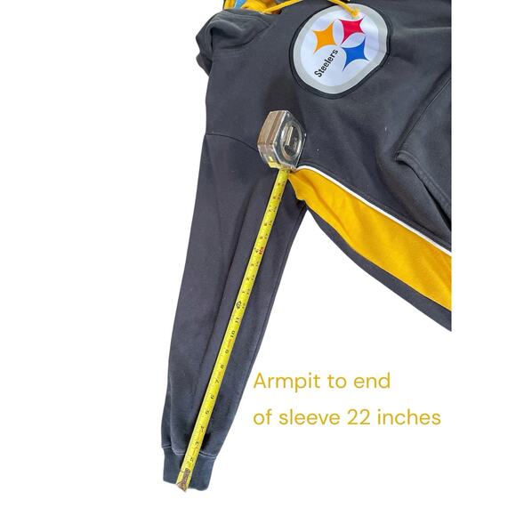 Pittsburgh Steelers Hoodie Sweatshirt Men’s L Black NFL Pullover Fleece Jacket - Picture 6 of 9